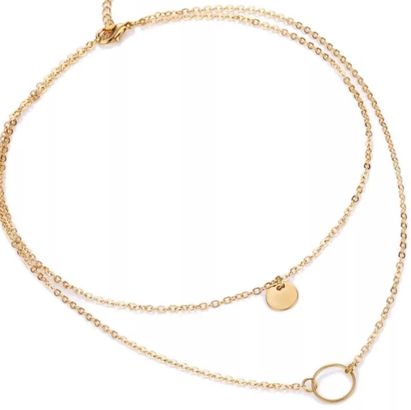 ○Meredith○ Disc and Hoop Layered Necklace - Picture 4 of 4